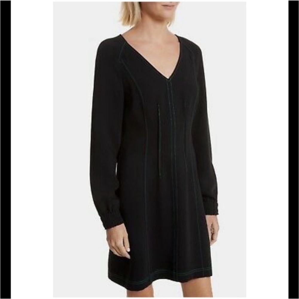 GREY JASON WU BLACK SHIFT CONTRAST STITCH DRESS